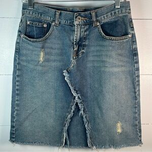 Midi “Raw Deconstructed Textures” Taunt Distressed Frayed Asymmetrical skirt